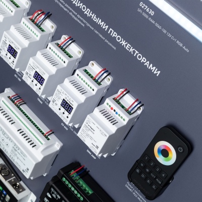 Стенд Управление светильниками DMX512 E34 1760x600mm (DB 3мм, пленка, лого, Arlight)