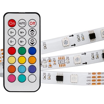Светодиодная лента SPI-5000SE-5060-30 12V Cx3 RGB-Remote (10mm, 7.2W, IP65) (Arlight, Закрытый, IP65)