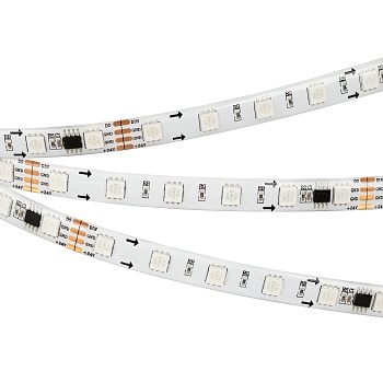 Лента SPI-5000SE-5060-60 24V Cx6 RGB-Auto (10mm, 13.2W/m, IP65) (Arlight, Закрытый, IP65)