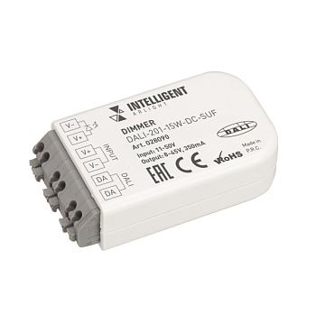 INTELLIGENT ARLIGHT Диммер DALI-201-15W-DC-SUF (8-45V DC, 350mА, INTELLIGENT ARLIGHT, IP20 Пластик, 3 года)