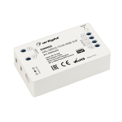 Диммер ARL-SIRIUS-TUYA-RGB-SUF (12-24V, 3x5A, 2.4G) (Arlight, IP20 Пластик, 3 года)