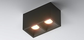 Светодиодный накладной светильник KUB X2 BLACK + BLACK COVER LEDMONSTER