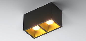 Светодиодный накладной светильник KUB X2 BLACK + GOLD COVER LEDMONSTER
