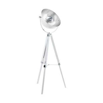 49877 Торшер COVALEDA, 1х60W (E27), Ø550, H1640, дерево, сталь, белый, хром, серебро