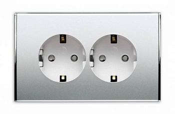 Розетка двойная с заземлением Imex Parthenon Silver WRC 2124