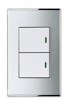 Выключатель двухклавишный с подстветкой Imex Parthenon Silver WRC 2425