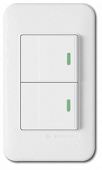 Выключатель двухклавишный с подстветкой Imex 70 Wide WH WSN 0422 WH