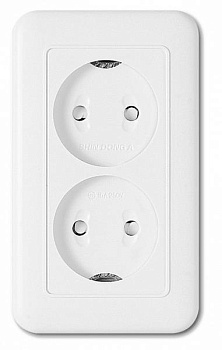 Розетка двойная без заземления Imex 70 Wide WH WSN 1222 WH